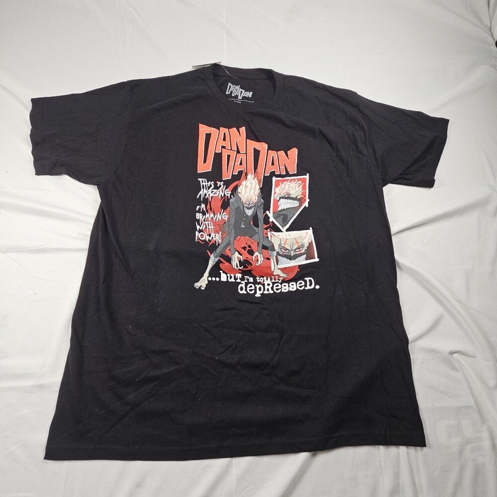 Mens XXL Dandadan Anime Graphic T Shirt Black 100% Cotton Okarun Momo Viz